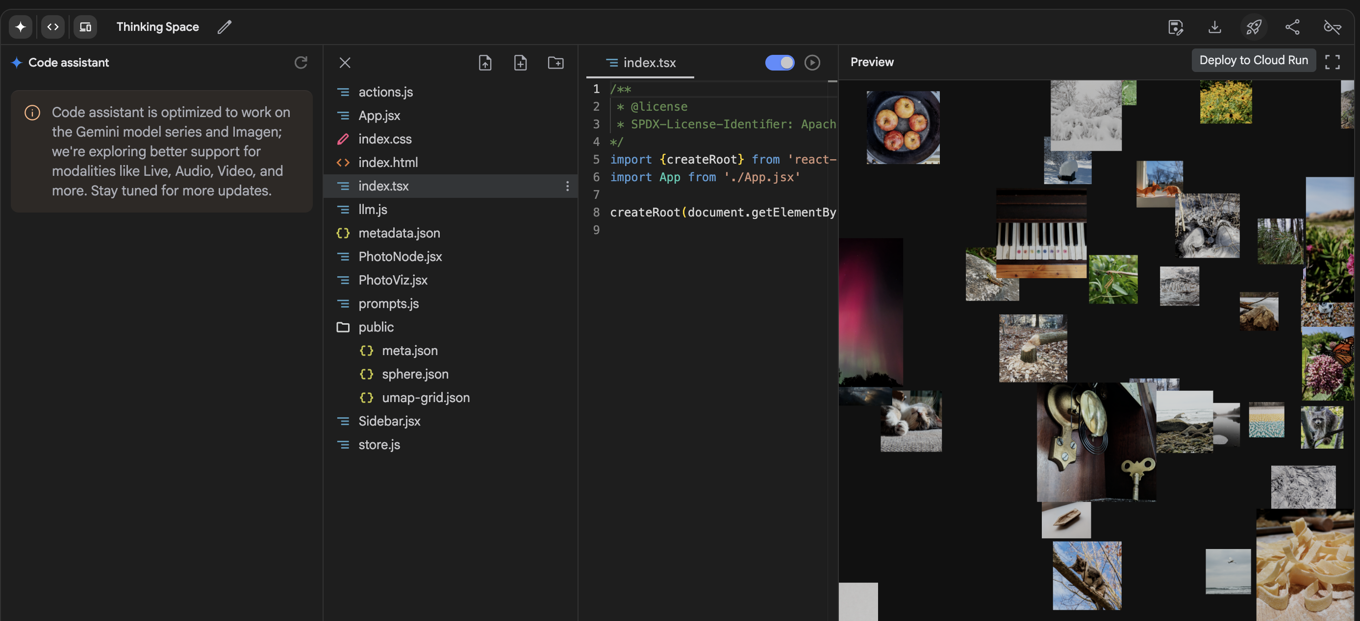 AI Studio code editor with deploy button in the top right